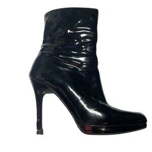 Stuart Weitzman Apollo Womens Black Patent Leather Heeled Ankle Boots Size 6